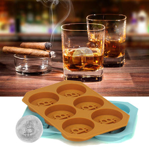 6 Grids Bitcoin Design Silicone Ice Cube Tray DIY Ice Mold Chocolate Cookies Biscuit Baking Mold Ice Cube Maker for Kitchen Whiskey Cocktail