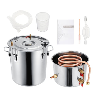 2GAL/3GAL/5GAL/8GAL Moonshine Still Spirits Kit Water Alcohol Distiller Boiler Home Brewing Kit Stainless Steel DIY 