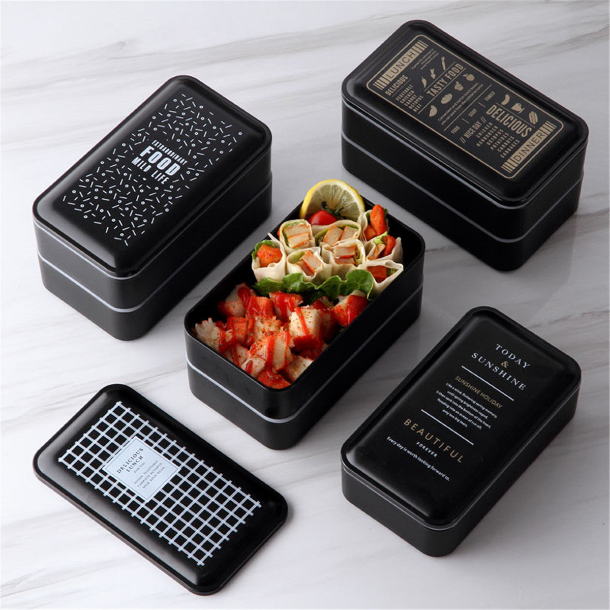 Double Layer Lunch Box Food Storage Container Microwave Oven Portable Bento Box