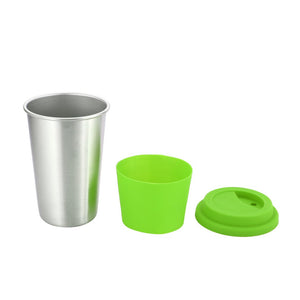 Honana Creative Coffee Mugs And Cup 304 Stainless Steel Mug with Silicone Case and Lid for Car Cups 500ml Water Bottle