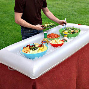 Inflatable Salad Bar Buffet Ice Bucket Outdoor Swimming Pool Decoration Food Supplies Portable Blow Up Food and Beverage Cooler and Server with Drain Plug