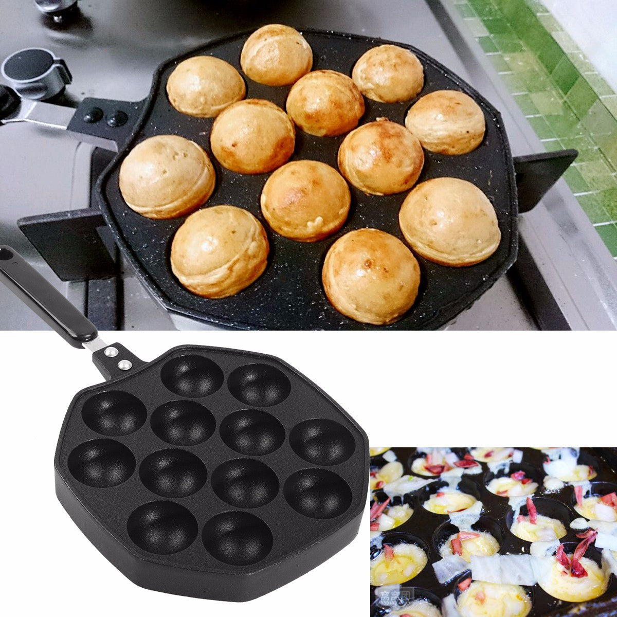 Takoyaki Pan 12 Cavities Takoyaki Maker Octopus Small Balls Baking Pan Frying Pan