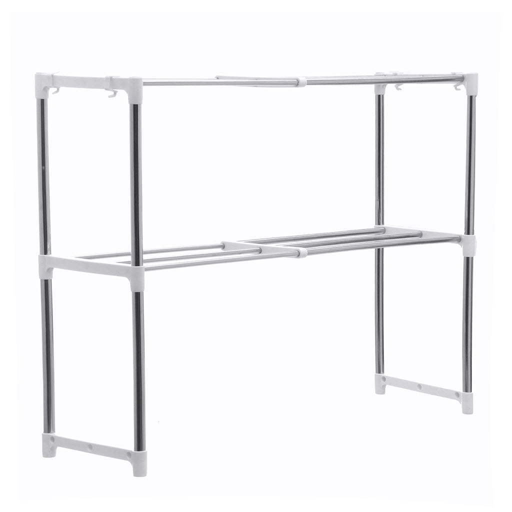 495-850mm Storage Shelf Double-layer Multi-function Telescopic Framework Kitchen Storage Rack