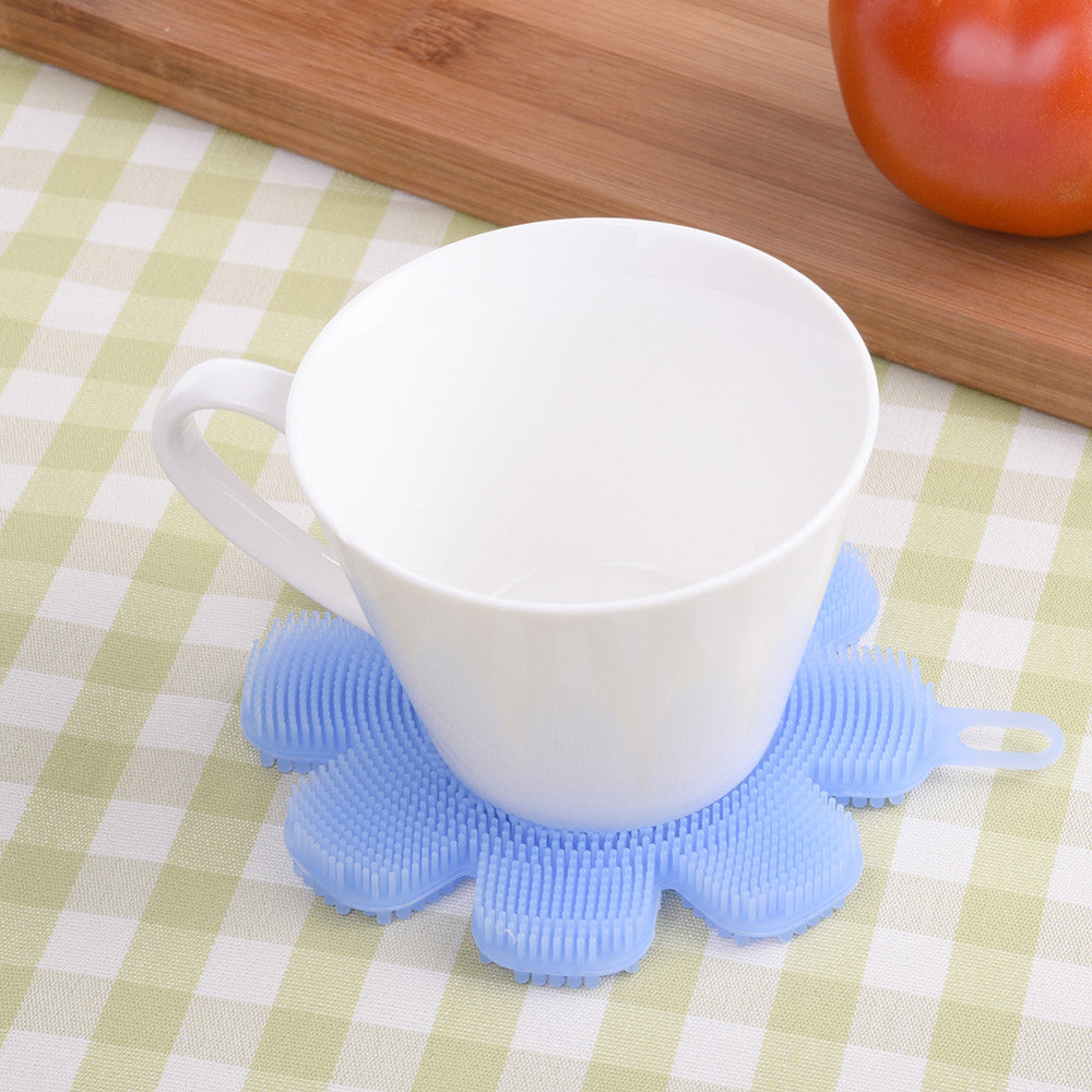 KCASA KC-SC47 Flower Shape Silicone Dish Bowl Vegetable Fruit Cleaning Brush Heat Resistant Coaster 