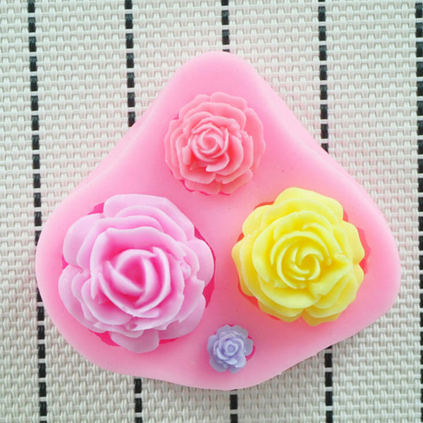 4 Different Sizes Roses Fondant Cake Decorating Mold 