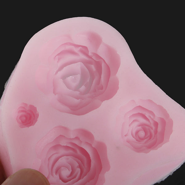 4 Different Sizes Roses Fondant Cake Decorating Mold 