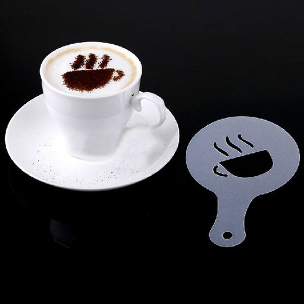 16Pcs Cappuccino Latte Art Coffee Stencils Duster Cake Icing Spray