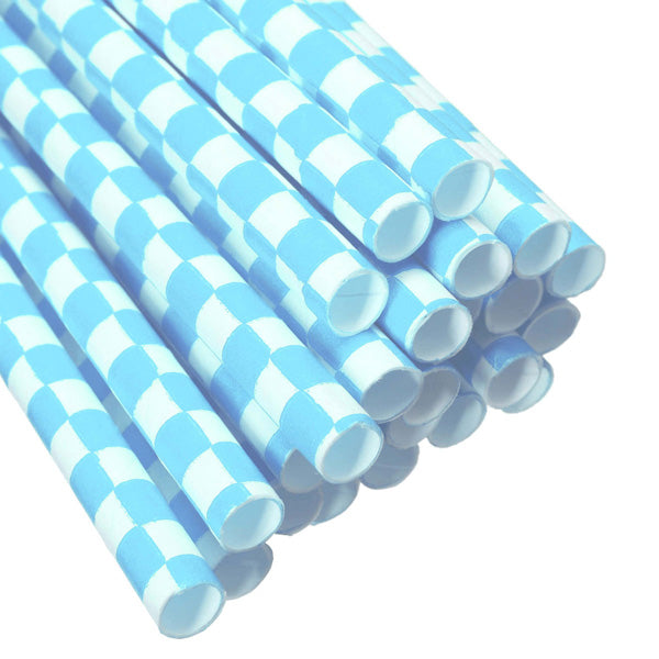 Biodegradable Checkered Pattern Paper Drinking Straws Striped Birthday For Wedding Party