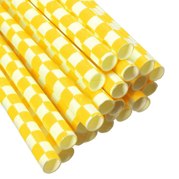 Biodegradable Checkered Pattern Paper Drinking Straws Striped Birthday For Wedding Party