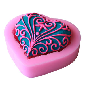 3D Love Shape Silicone Lace Mold Chocolate Candy Jello Mould Cake Decorating Tools