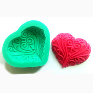 3D Love Shape Silicone Lace Mold Chocolate Candy Jello Mould Cake Decorating Tools