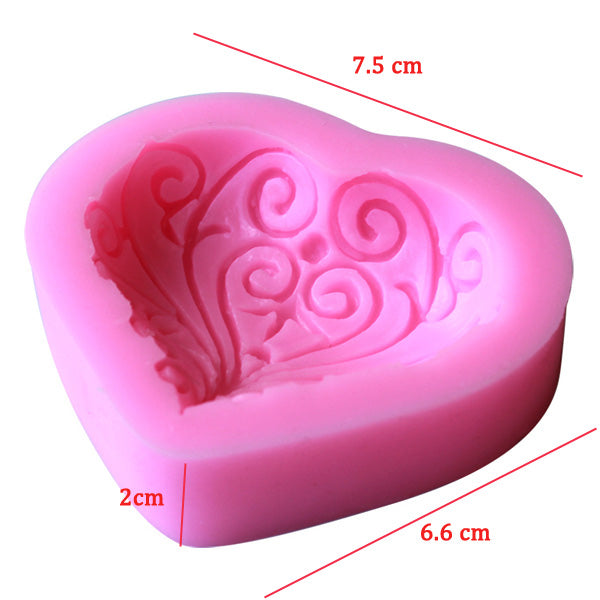 3D Love Shape Silicone Lace Mold Chocolate Candy Jello Mould Cake Decorating Tools