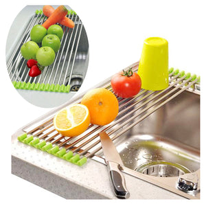 Stainless Steel Roll Draining Rack Fruit Vegetable Drain Shelf Multifunctional Shelf