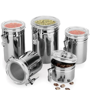 Durable Stainless Steel Canister Airtight Sealed Canister Spice Dry Storage Container Snack Cans