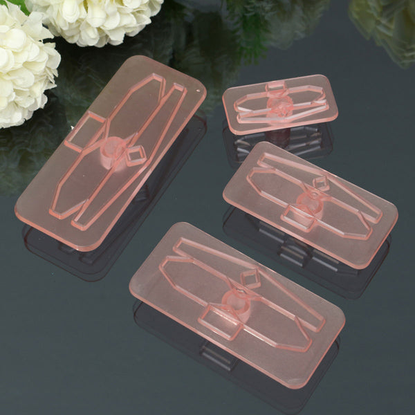 4Pcs Plastic Bow Cake Cutter Molds Icing Cookie Biscuit Fondant Embosser Craft