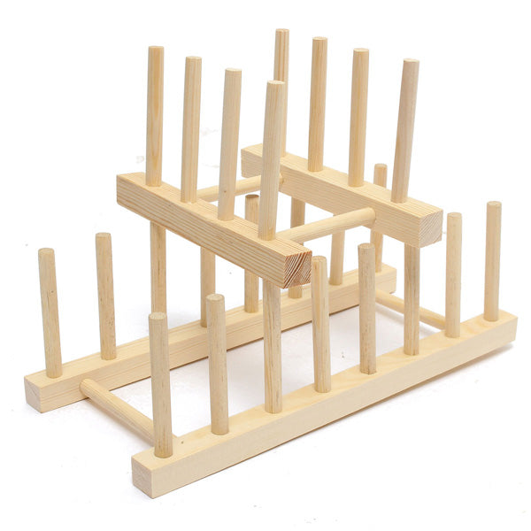 Wooden Dish Plate Storage Holders Folding Racks Drying Shelf