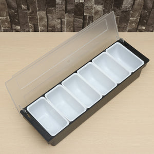 6 Compartment Divided Fruit Food Storage Case Box Kitchen Storage Container Garnish Crisper