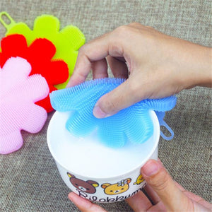 KCASA KC-SC47 Flower Shape Silicone Dish Bowl Vegetable Fruit Cleaning Brush Heat Resistant Coaster 