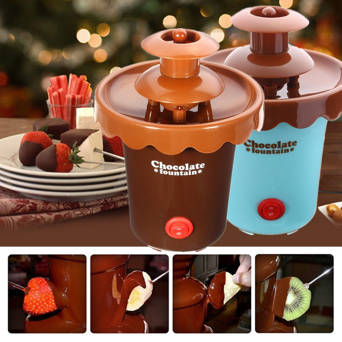 Chocolate Fondue Machine Fountain 2 Tiers Mini Maker Waterfall Melting Machine 