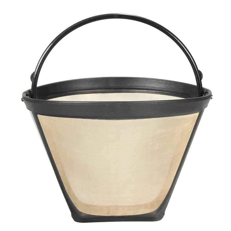 Permanent Reusable #4 Cone Shape Coffee Filter Mesh Basket Gold Tone Coffee Accessories