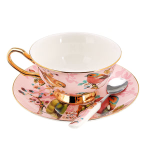  Fine Bone China Tea Coffee Cup Saucer Spoon Set 200ml Luxury Ceramic Mug 