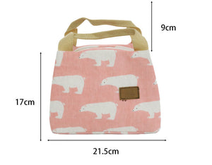 Bento Pouch Lunch Linen Cotton Bag Thermal Insulated Lunch Box Tote Cooler Bag 