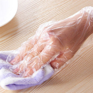 Food Grade Disposable Gloves Film Home Kitchen Dining Thickened Transparent PE Plastic Gloves 100/200pcs / Pack BBQ Film Replaceble Gloves Cooking Kitchen Tools