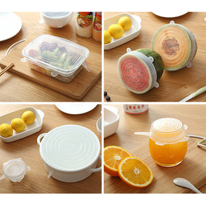 6 PCS Silicone Kitchen Storage Container Lid Multi Function Stretchable Food Keeping Case Cover