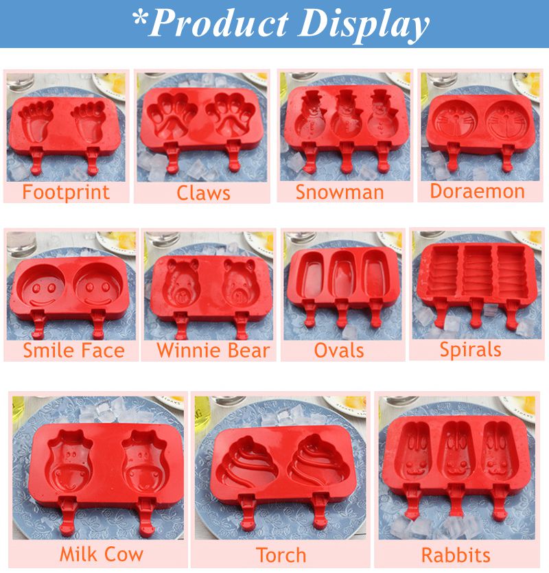 Creative Silicone Ice Cream Mold Ice Lolly Mold Rod Ice Mold Red Food Grade