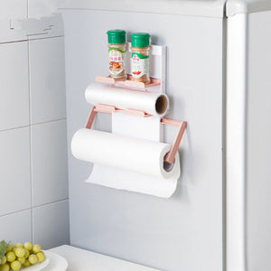 KCASA KC-SR09 Magnet Refrigerator Fridge Sidewall Paper Towel Holder Storage Rack Shelf Organizer 