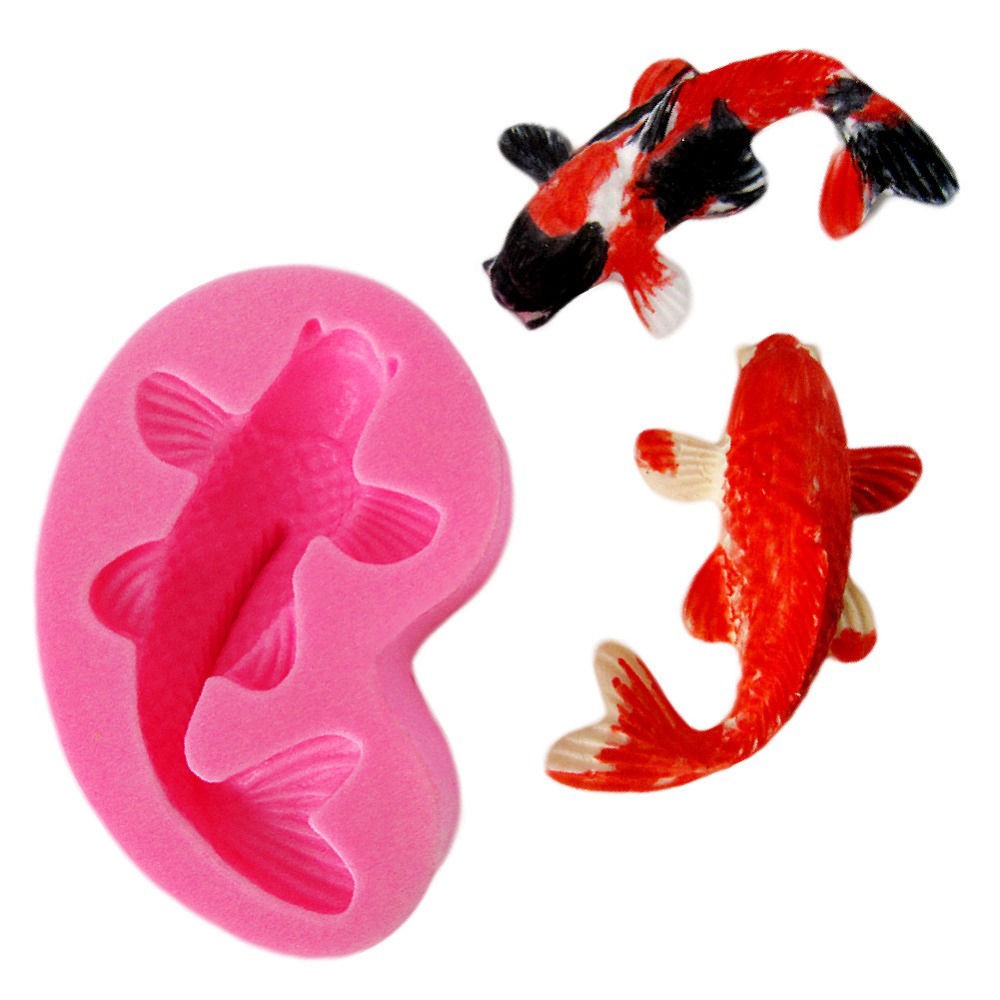 Koi Fish Cartoon Silicone Fondant Cake mold 3D Fish Candle Moulds Soap Chocolate Baking Mold for The Baking Tools