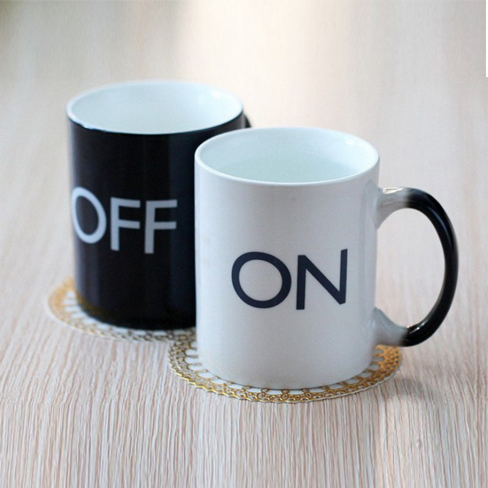 OFF-ON Changing Mug Magical Chameleon Coffee Color Changing Cup Temperature Sensing Novelty Gift 325ml