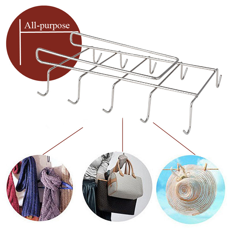 12 Hooks Stainless Steel Kitchen Storage Rack Cupboard Hanging Hook Shelf Dish Hanger Chest Storage