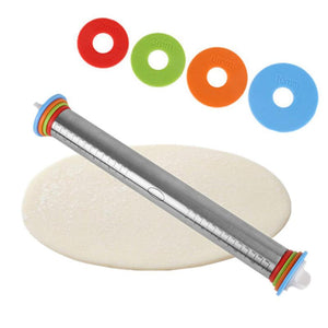 1pc Stainless Steel Rolling Pin 4 Adjustable Discs Non-Stick Removable Rings Dough Dumplings Noodles Pizza Baking Tools