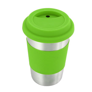 Honana Creative Coffee Mugs And Cup 304 Stainless Steel Mug with Silicone Case and Lid for Car Cups 500ml Water Bottle