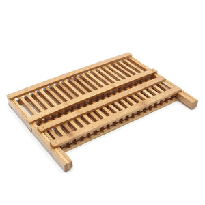 Foldable Bamboo Dish Drying Rack Plate Bowl Drainer Kitchen Storage Rack Organizer Holder 16 Grids Kitchen Tools