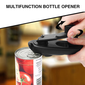 Portable Multifunctional Manual Can Opener Bottle Opener Smooth Edge Side Cut with Magnet for Kitchen and Outdoor Camping