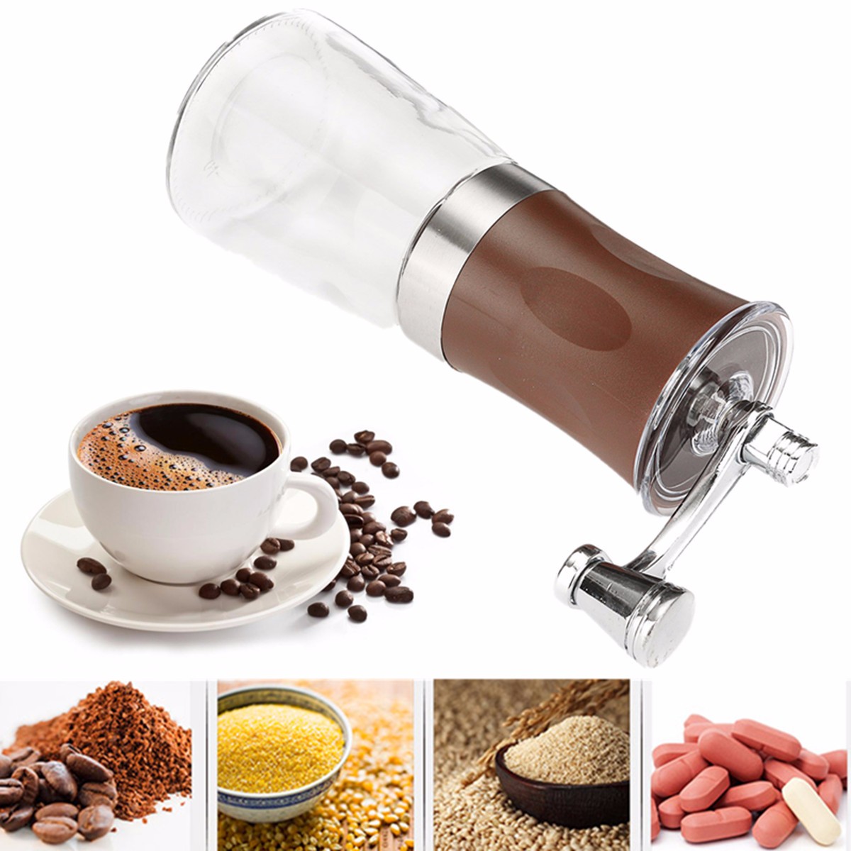 Mini Portable Manual Hand-Crank Coffee Bean Spice Hand Grinder Mill Kitchen Tool