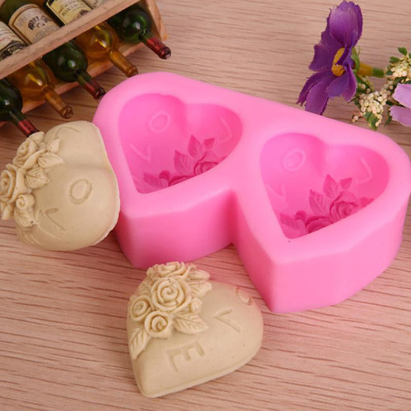 Heart-shaped Rose Silicone Baking Mold Fondant Cake Mold DIY Chocolate Handmade Soap Mold Baking Tools