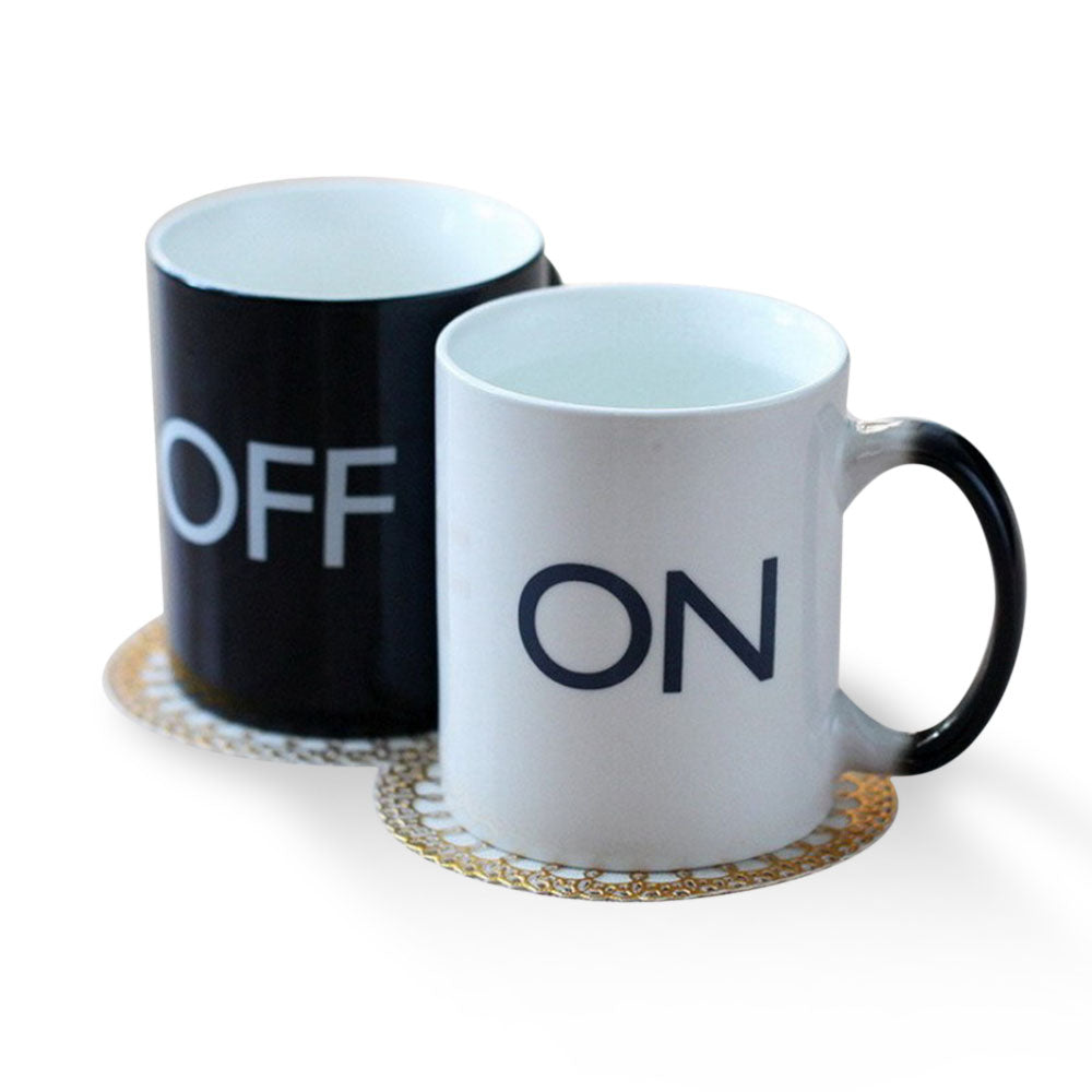 OFF-ON Changing Mug Magical Chameleon Coffee Color Changing Cup Temperature Sensing Novelty Gift 325ml