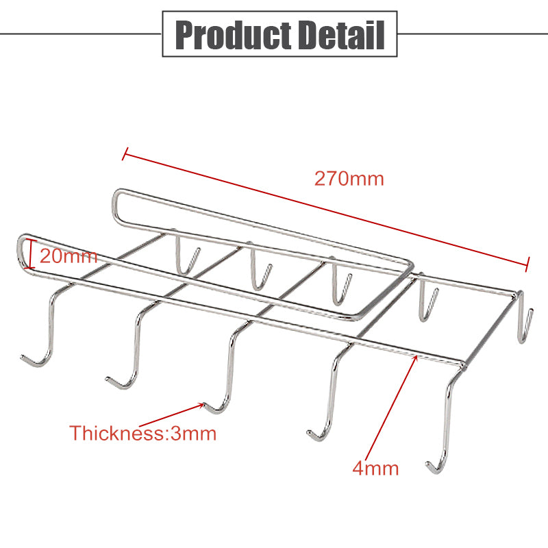 12 Hooks Stainless Steel Kitchen Storage Rack Cupboard Hanging Hook Shelf Dish Hanger Chest Storage