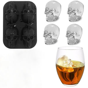 KCASA 3D Skull Flexible Silicone Ice Cube Mold Tray Easy Release Realistic Skull Ice Cube Maker