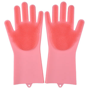 Silicone Dishwashing Glove Kitchen Cleaning Glove Convenient Brush Glove Quick to Clean Plates