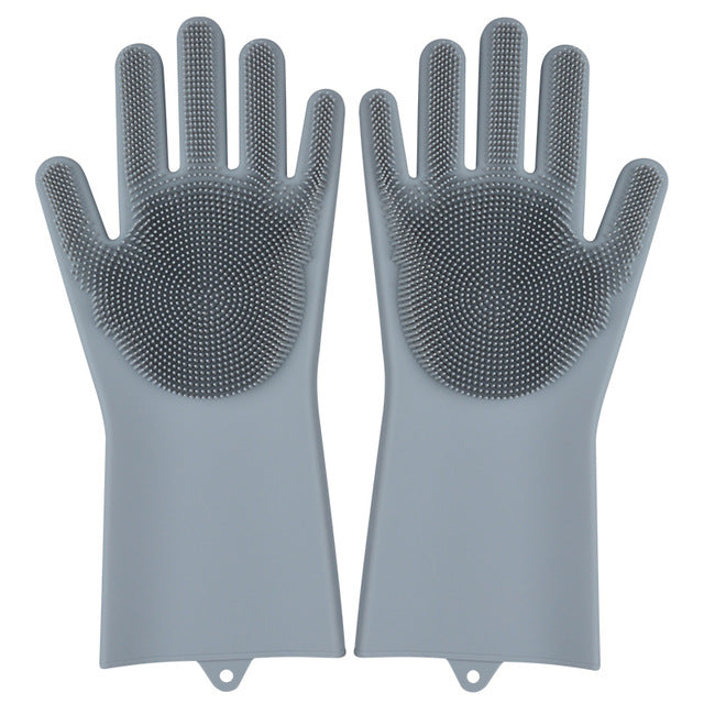 Silicone Dishwashing Glove Kitchen Cleaning Glove Convenient Brush Glove Quick to Clean Plates